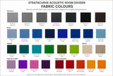 Modern office acoustic divider with ribbed fabric design colour swatch