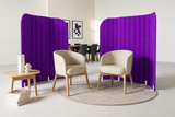 StrataCurve acoustic partition creating quiet workspace zones purple colour